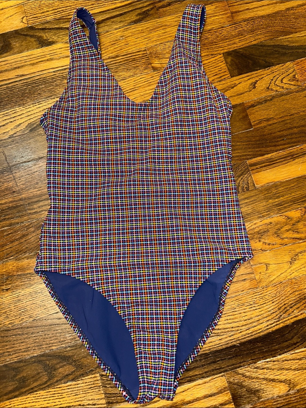 Athleta Multicolor Plaid One-Piece Swimsuit - Blue Lining